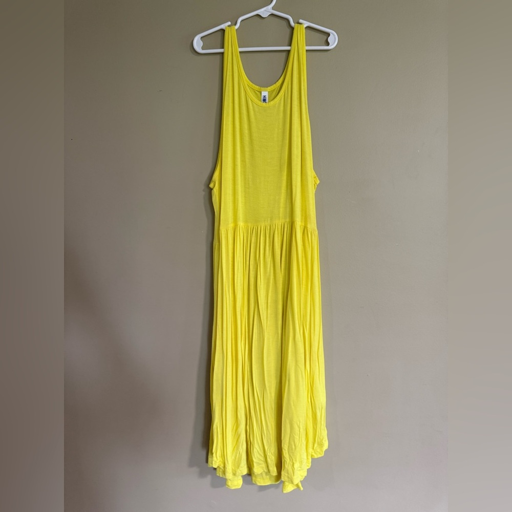 Bright Yellow Sleeveless Midi Dress